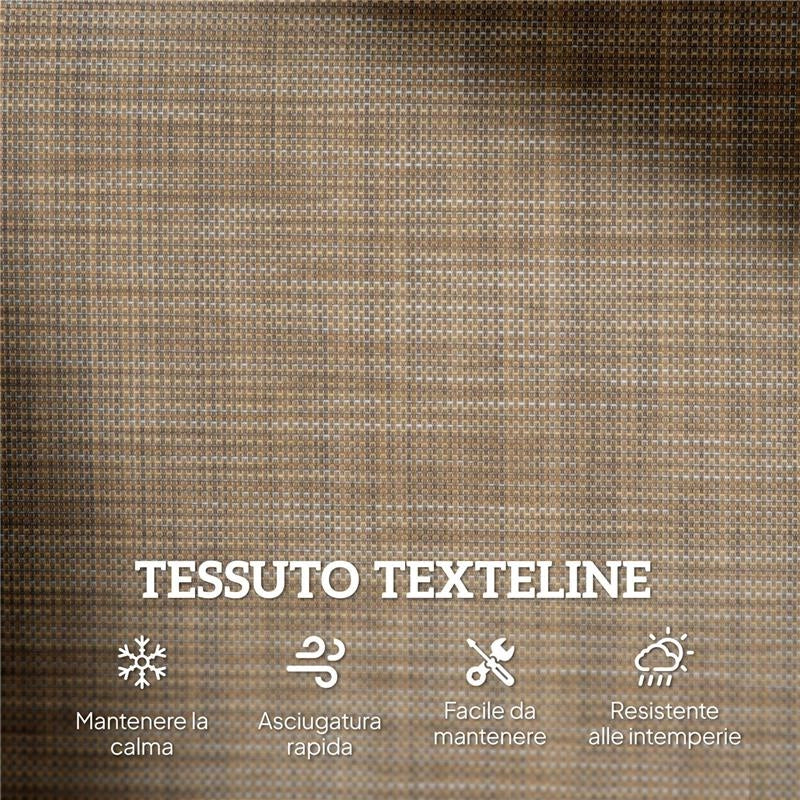 PANCHINA A DONDOLO 2 POSTI DA GIARDINO IN METALLO E TESSUTO A RETE, 120X70X85 CM, MARRONE CHIARO