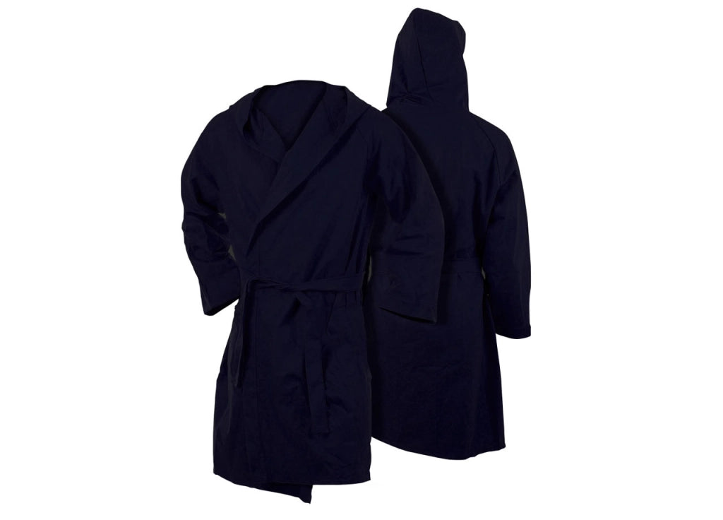 Accappatoio Con Cappuccio In Microfibra Taglia Adulto Unisex In Tinta Unita - S - Blu Scuro