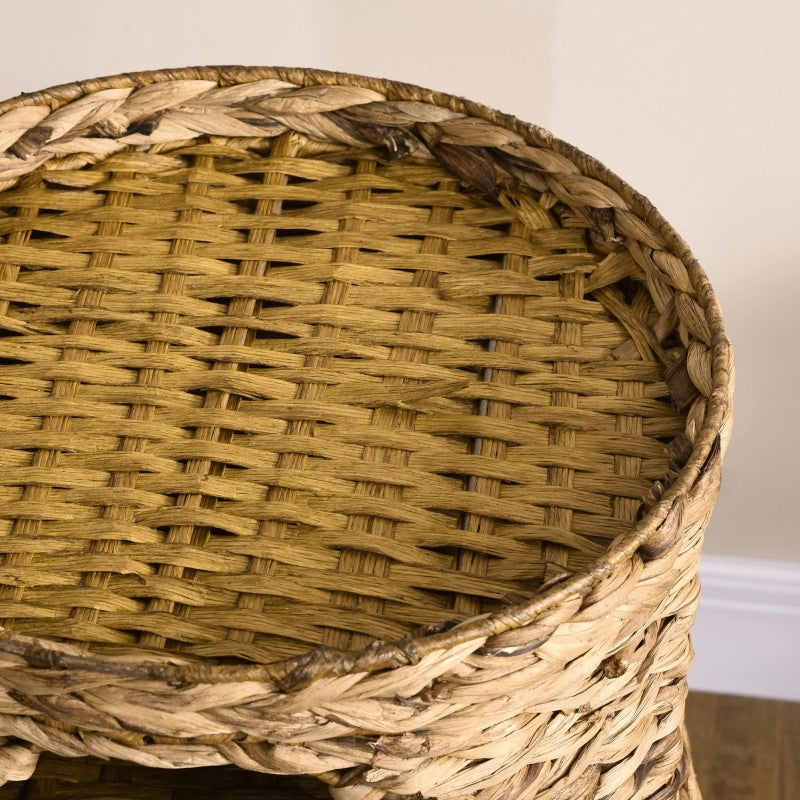 Tiragraffi per gatti a 3 livelli con 3 cucce, design naturale in giacinto d’acqua, Ø40 x 73 cm