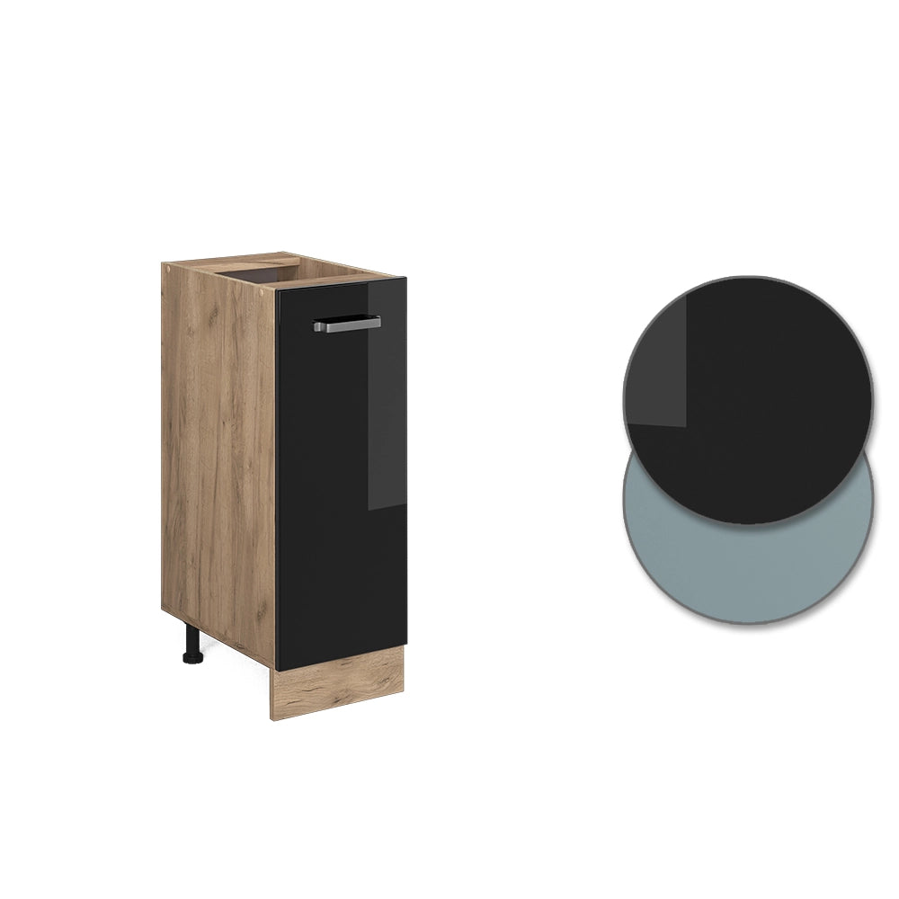 Armadio cucina dispensa alto R-Line Nero lucido/Rovere dorato 30 cm senza piano di lavoro Vicco