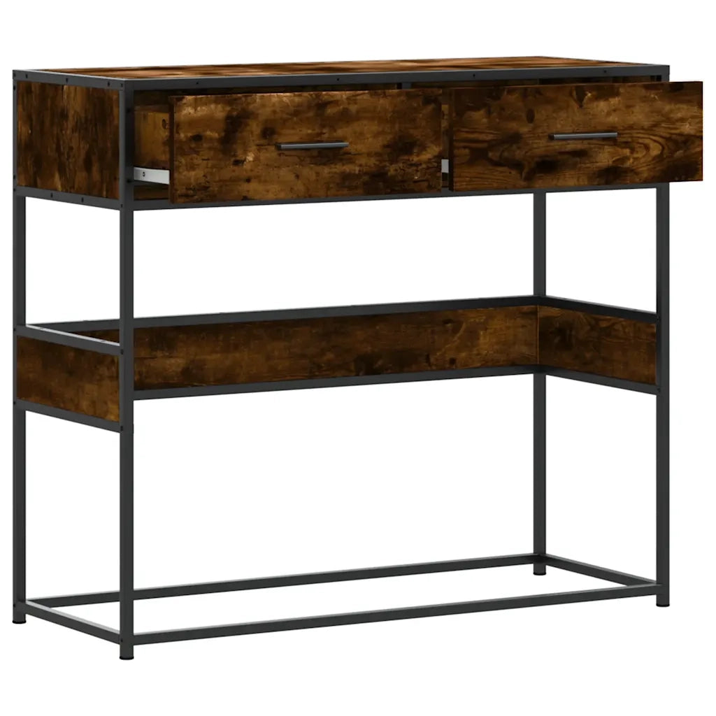 Tavolino Consolle Rovere Fumo 90x35x80 cm in Legno Multistrato 849176