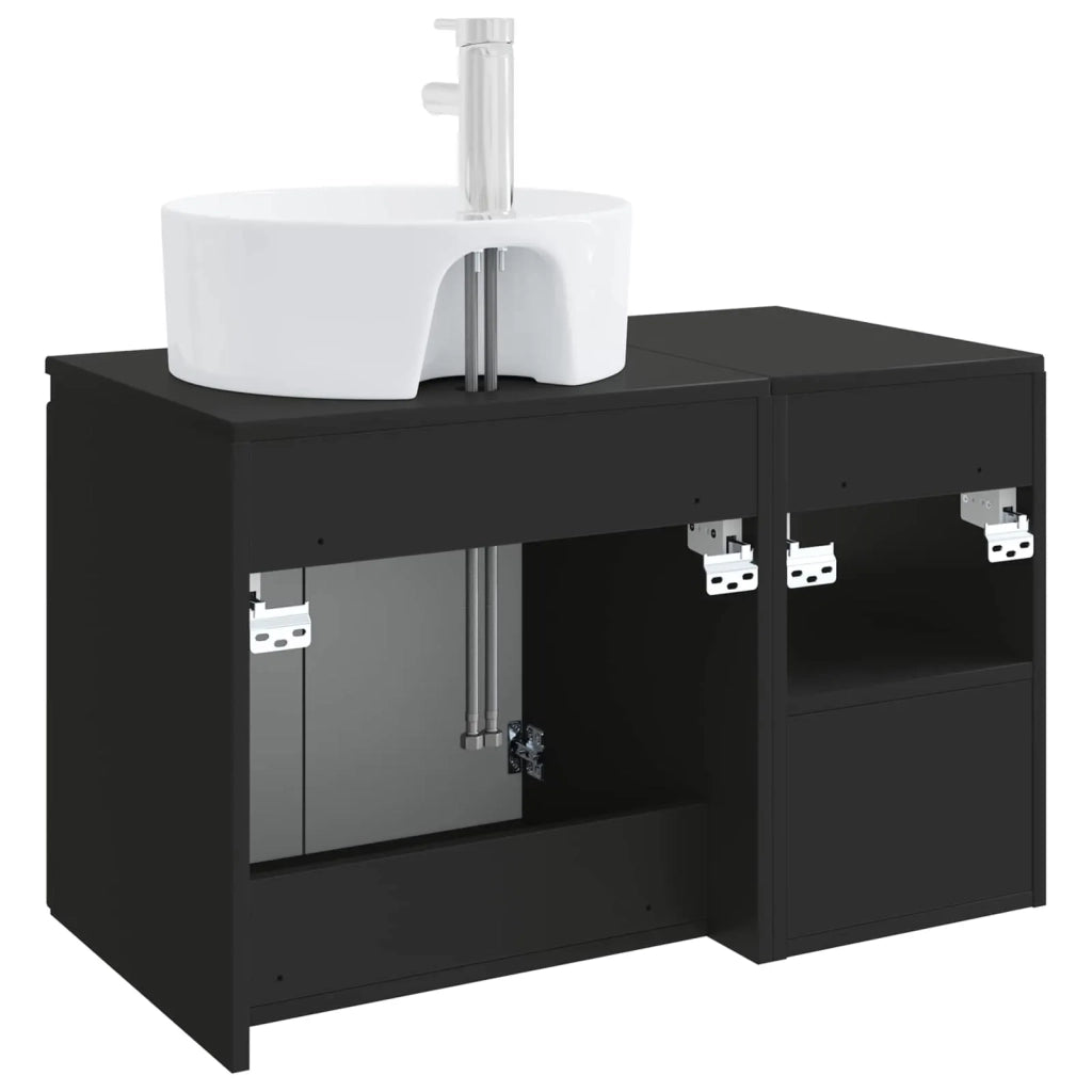 Set di mobili per il bagno 2 pz Nero Legno ingegnerizzato 3404075