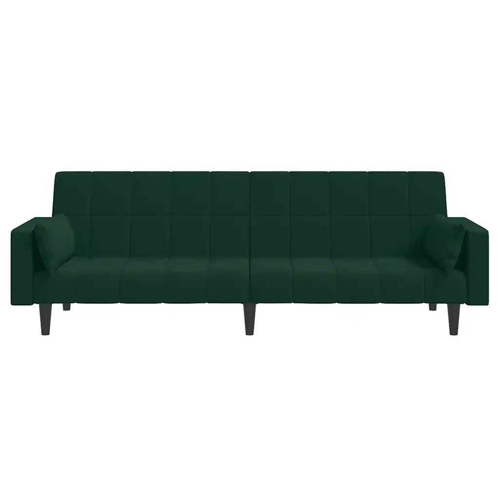 Divano letto | Sof¨¤ letto | Letto singolo a 2 Posti con 2 Cuscini Verde Scuro in Velluto