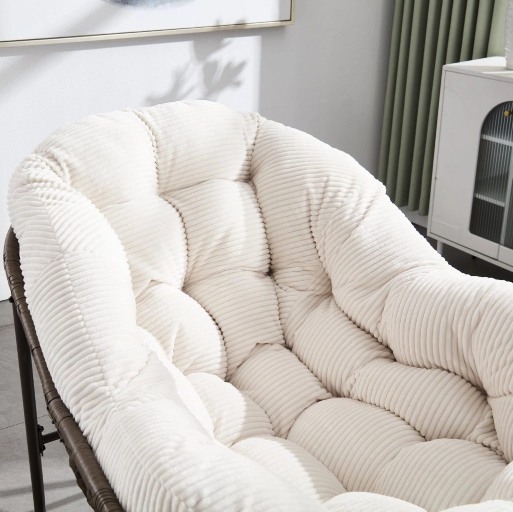 Sedia a dondolo in rattan sintetico intrecciato a mano 78x106x90 cm; bianca