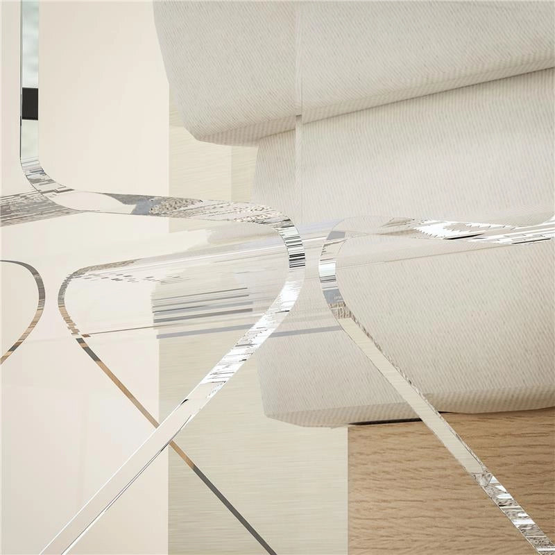 TAVOLINO BASSO GEOMETRICO A 2 LIVELLI  IN ACRILICO CON GAMBE TRIANGOLARI 40X30X45 CM TRASPARENTE