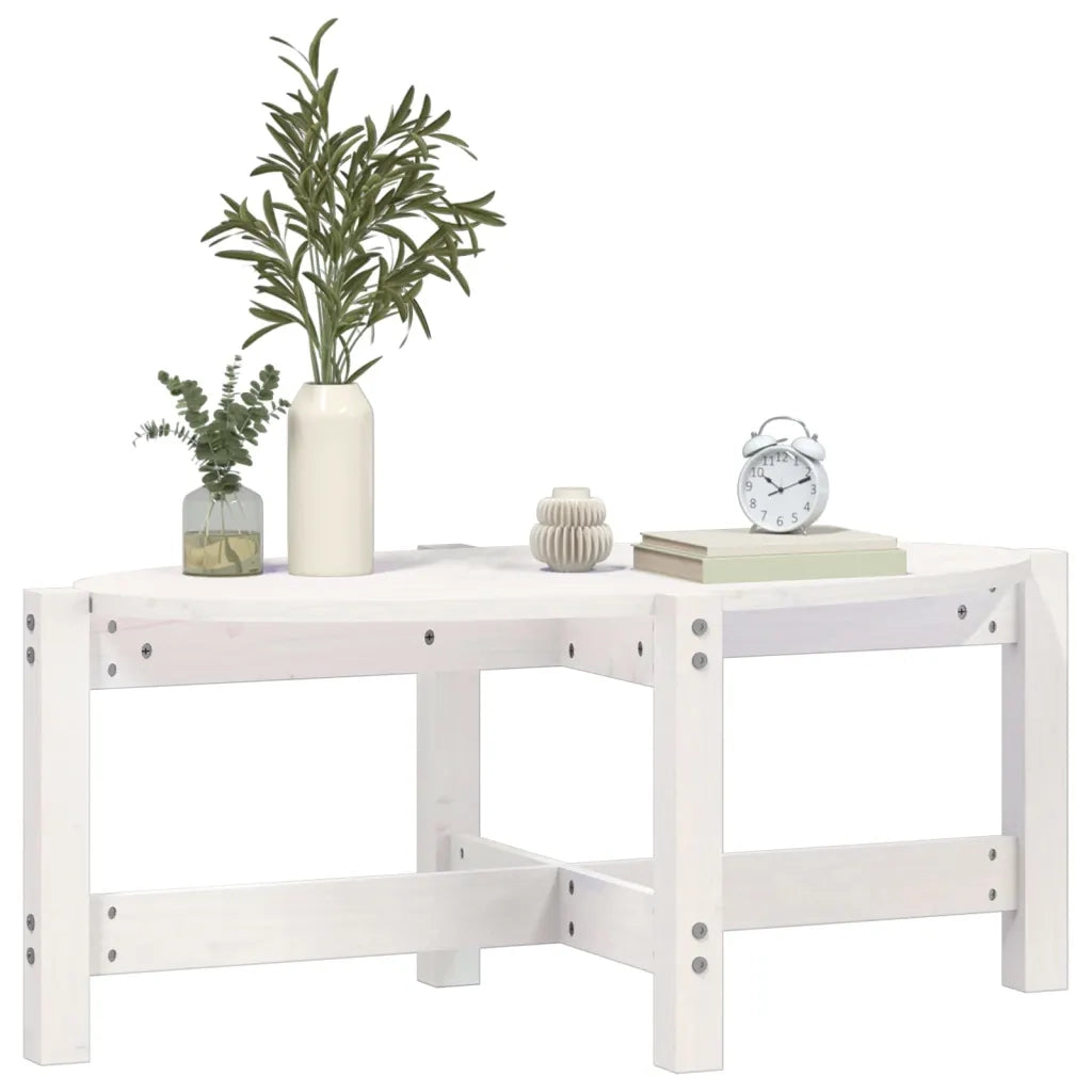 Tavolino da Salotto Bianco 87x48x35cm in Legno Massello di Pino cod mxl 5692