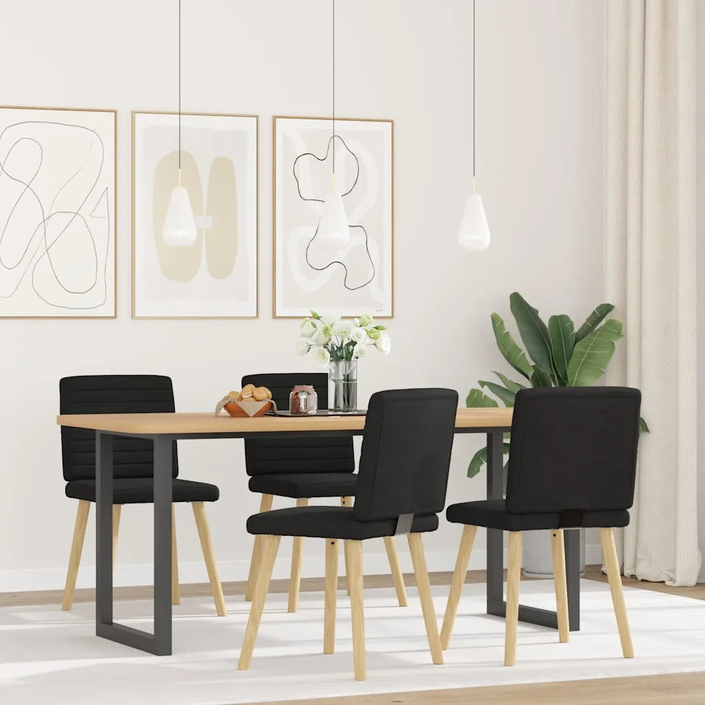 Sedie da Pranzo 4 pz | Sedie da cucina Nere in Tessuto