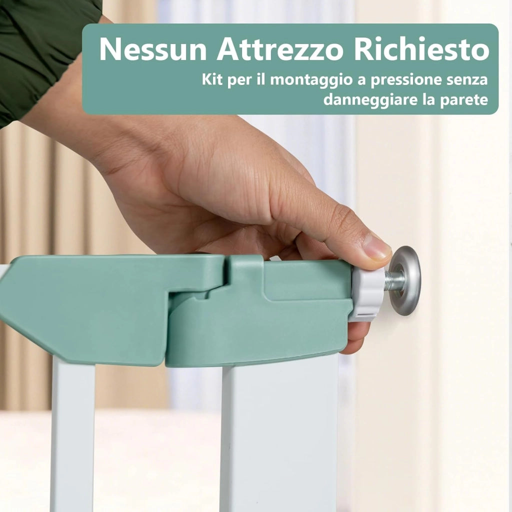 Cancelletto di Sicurezza per Bambini a Passo Passeggiato, Cancelletto di Sicurezza a Chiusura Automatica con Pressione per Bambini e Animali Domestici, Larghezza Regolabile da 80 a 132 cm