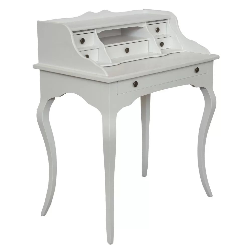 Scrivania classica 6 cassetti piano estraibile legno bianco 78x50x95 - Mobili 2G