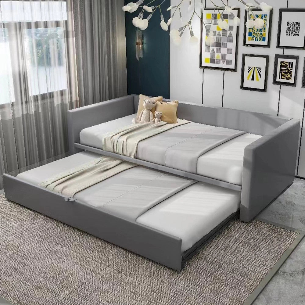 Letto Estraibile Matrimoniale Imbottito in Velluto ¨C MINIMAL ¨C Grigio 90x200/180x200