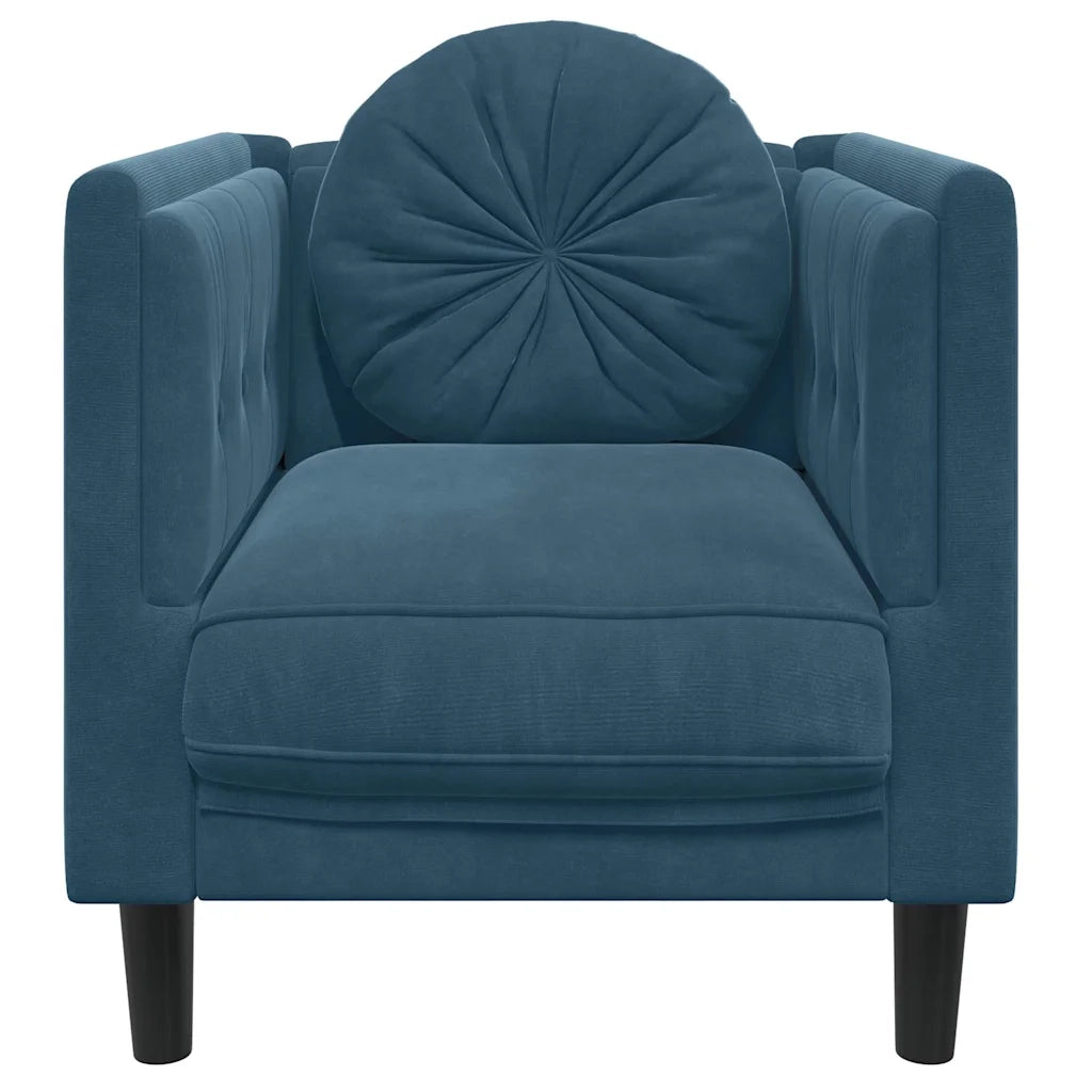 Poltrona con Cuscino Blu in Velluto 372630