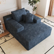 DIVANO Chaise Longue in Velluto a Coste Blu senza montaggio