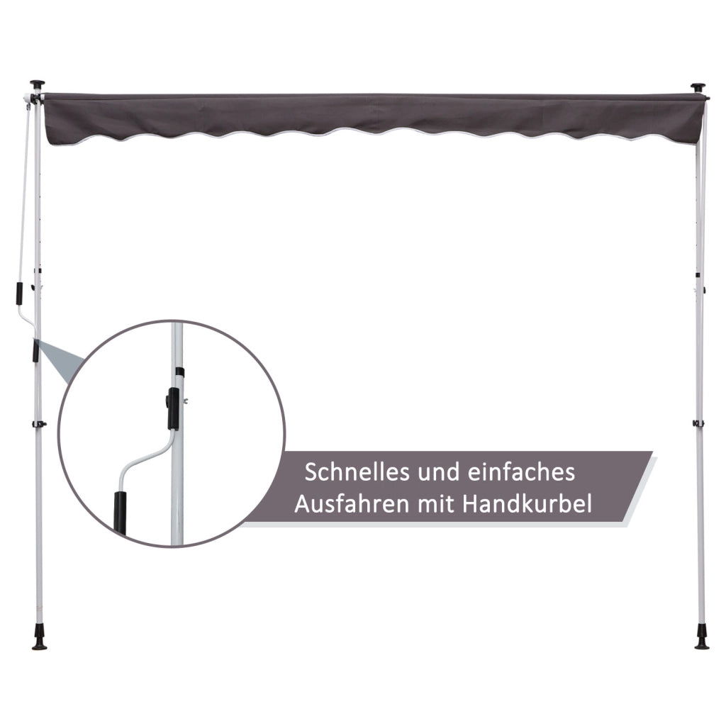 Tendone da balcone con manovella 150cm ¨C zephmum ¨C grigio
