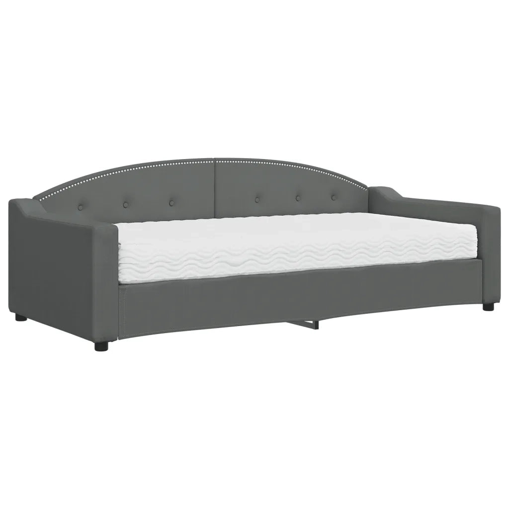 Divano letto | Sof¨¤ letto | Letto singolo con Materasso Grigio Scuro 90x200 cm in Tessuto