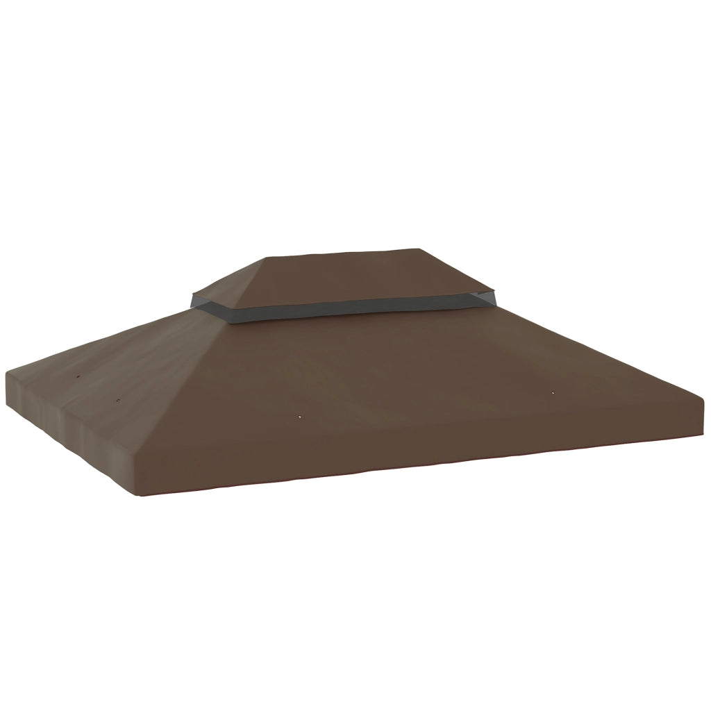 Copertura per Gazebo da Giardino 3x4 m a 2 Livelli in Tessuto Oxford 600D con Fori di Drenaggio Caffè