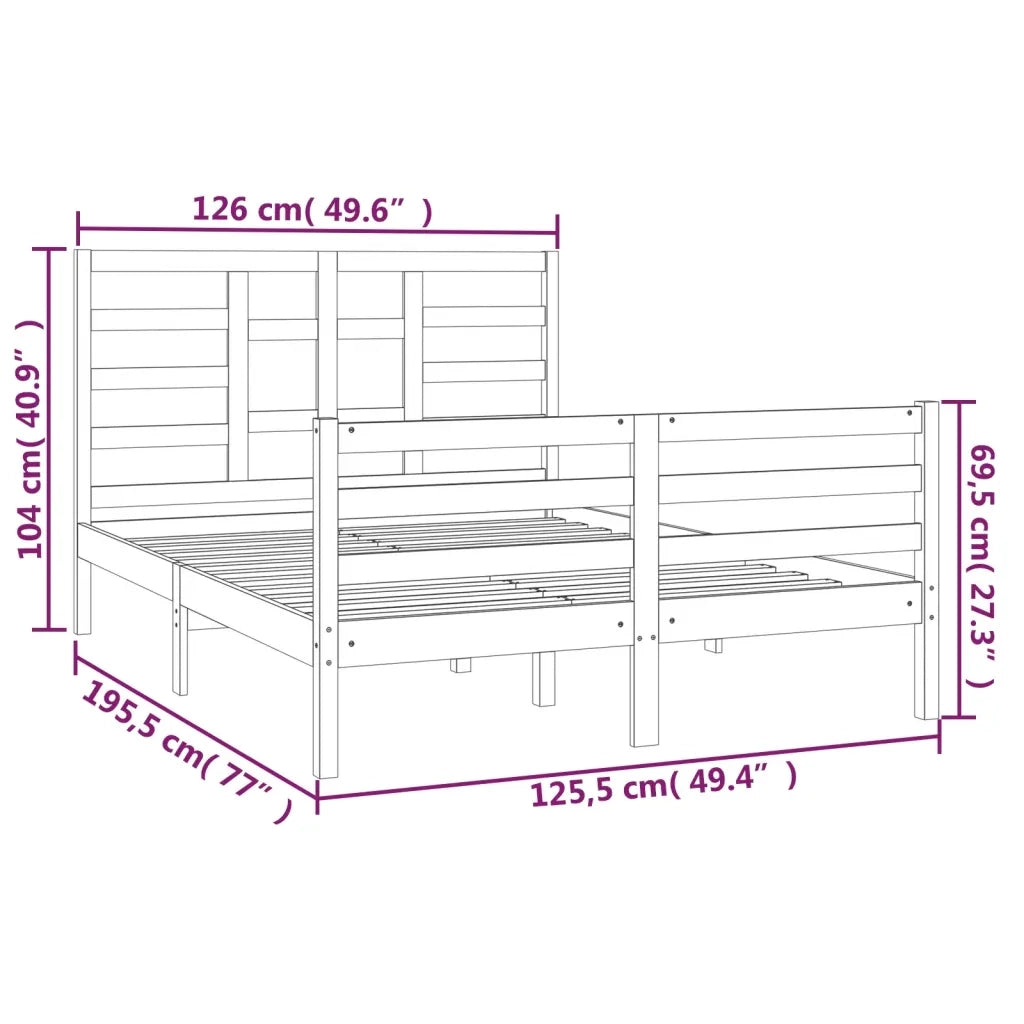 Giroletto-Struttura Letto Bianco in Legno Massello 120x190 cm Small Double 555476