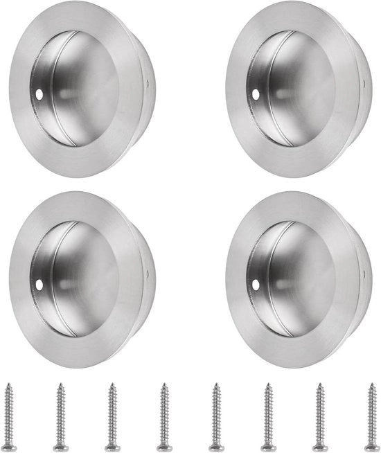 Maniglioni per porte in acciaio inossidabile a forma rotonda, borchiatura argentata, 4 pezzi, diametro 55cm.