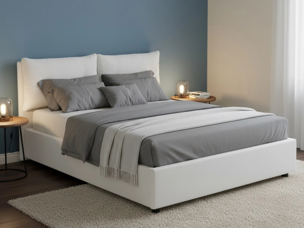 Rubino, Letto Piazza e Mezza Contenitore Made in Italy, Bianco