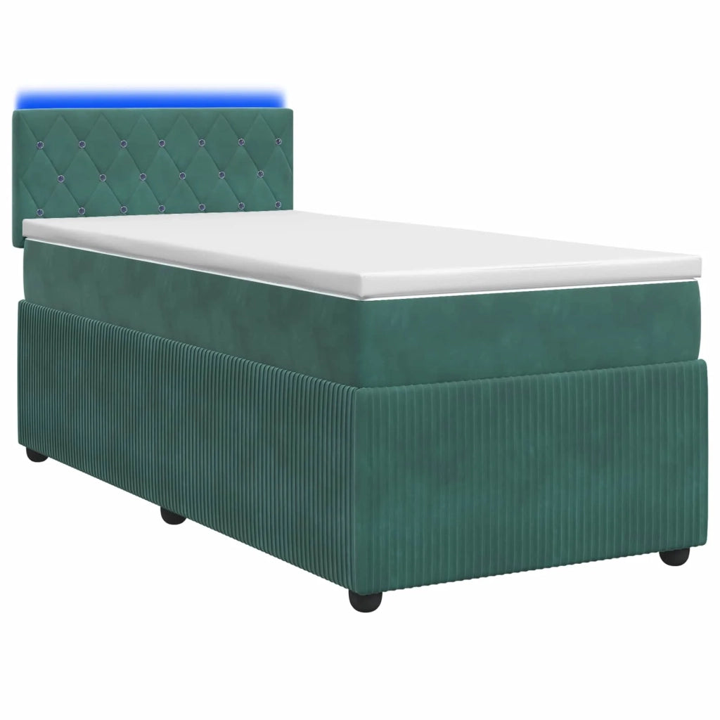 Letto box spring con materasso Verde Scuro 100 x 200 cm Velluto 3453080