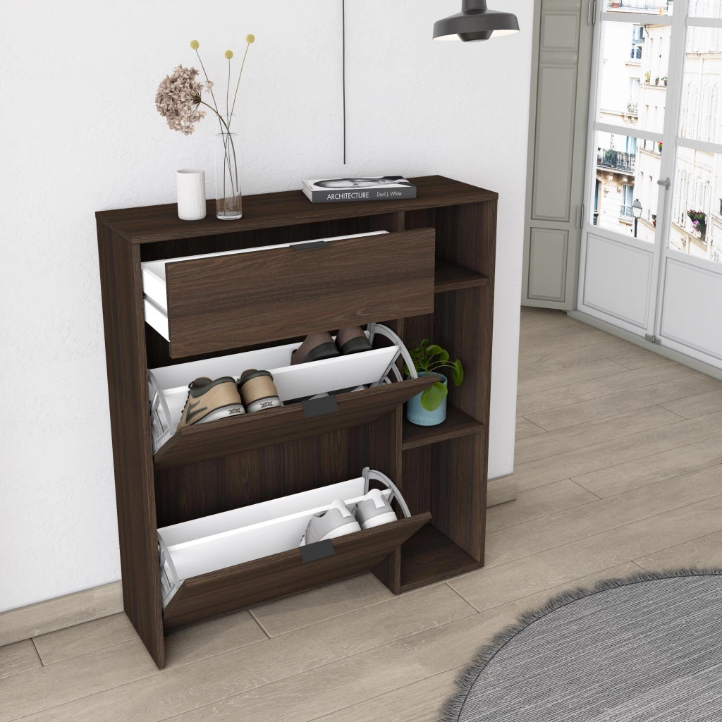 Scarpiera Ingresso, 90x27x102cm, 10 paia di scarpe, Armadio, Rovere scuro