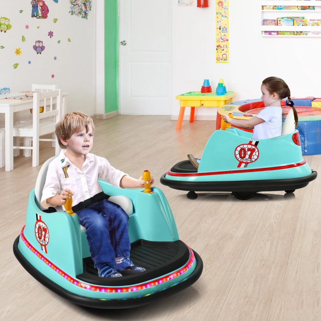 Macchina per autoscontri per bambini con luci colorate, Macchina elettrica autoscontri 6 v con musica Verde-Macchinine giocattoli