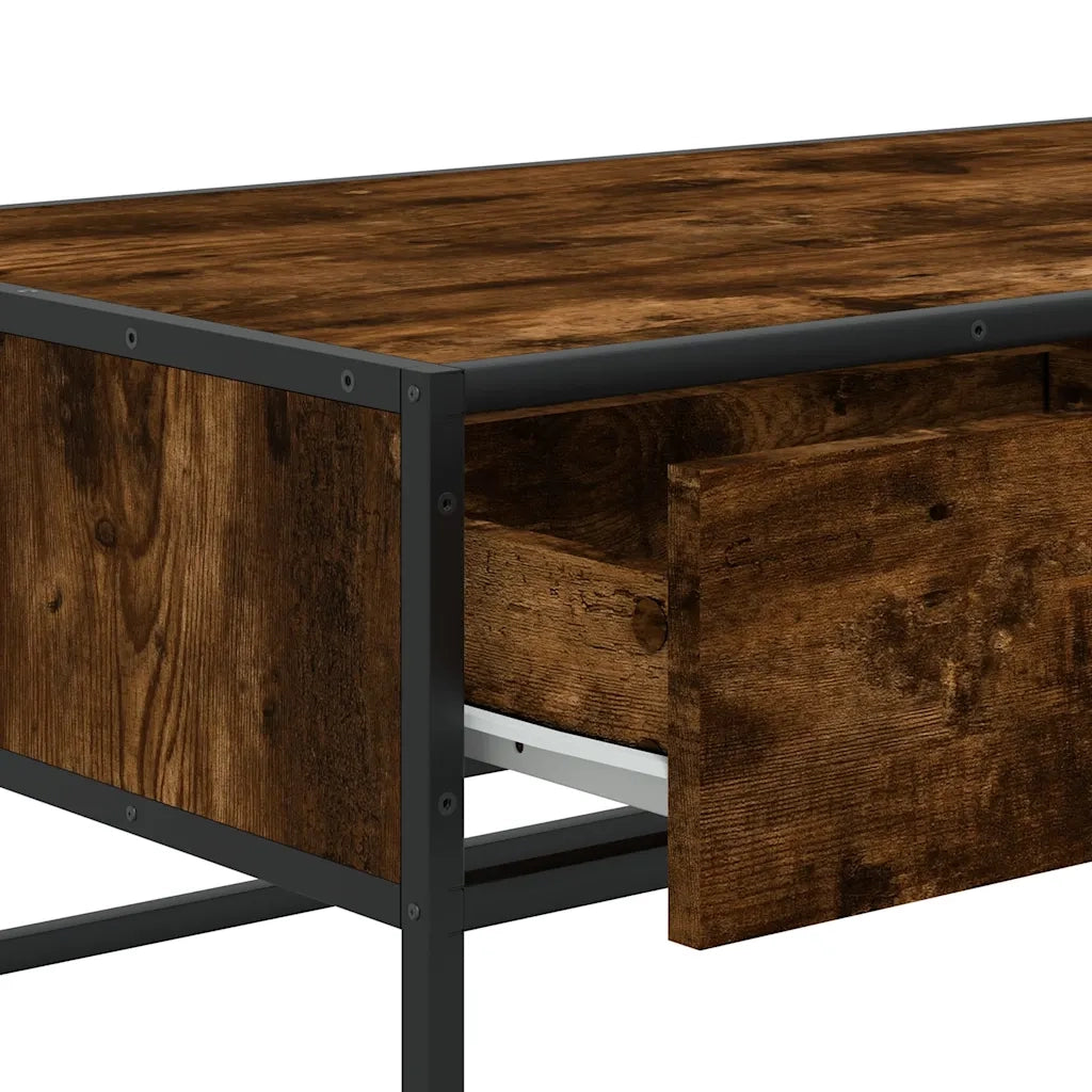 Tavolino Salotto-Tavolino da soggiorno-Tavolo Rovere Fumo 100x50x35 cm Multistrato e Metallo
