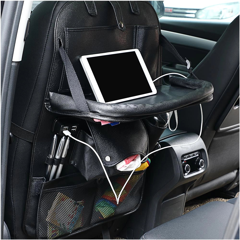 Organizer Schienale Sedile Auto Organizzatore con USB Tavolino Tasche Portatutto
