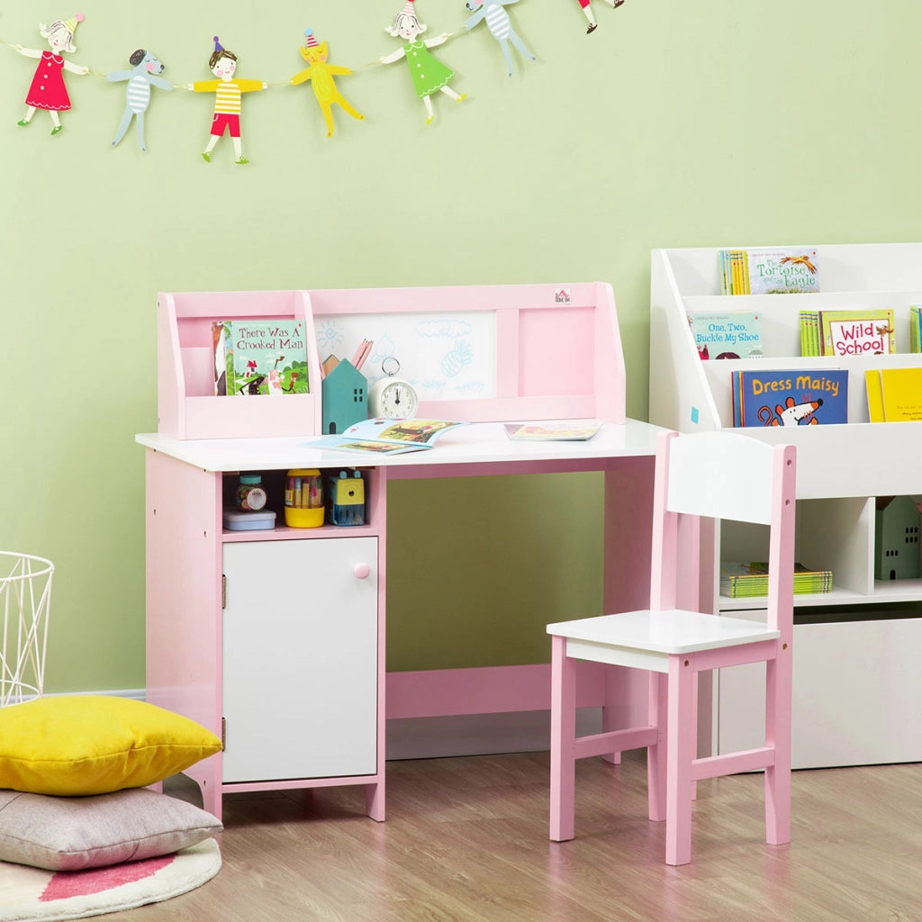 Tavolo e sedie per bambini con lavagna ¨C zephmum ¨C 90x45x85 cm rosa