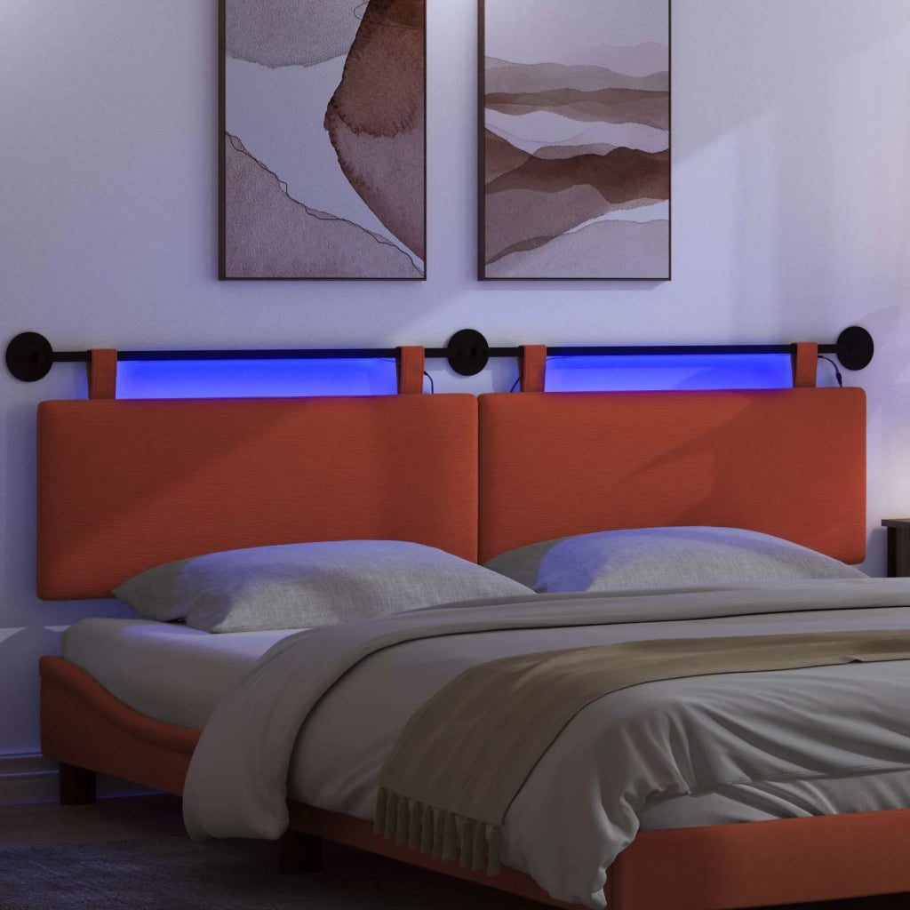 Testiera sospesa Con luce LED Rosso Arancio Tessuto in Cords