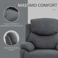 Poltrona Relax Manuale Ergonomica in Tessuto, Poltrona Reclinabile a 150° e Poggiapiedi per Casa e Ufficio, 93x88x102cm, Grigio Scuro
