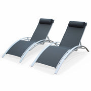 Set 2 lettini prendisole in alluminio textilene multiposizione, bianco
