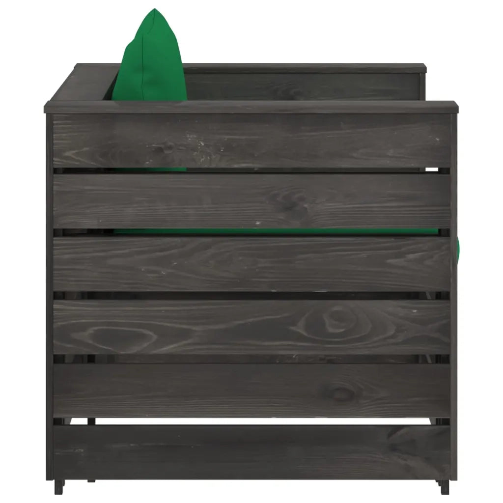 Set Salotto da Giardino 2pz | Set di Mobili da Esterno con Cuscini Legno Impregnato Grigio