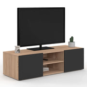 IDMarket - Mobile TV 113 cm ELI in legno effetto faggio con ante nere