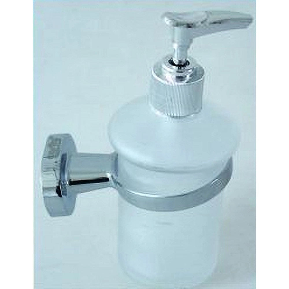 Trade Shop - Dispenser Per Sapone Liquido Acciaio Vetro Fissaggio A Parete Portasapone 52437a -