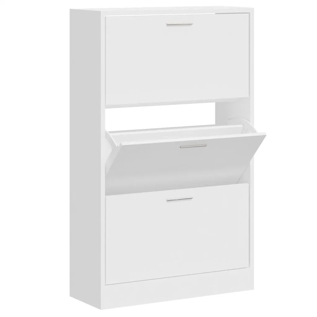 Scarpiera Bianco Lucido 63x24x103 cm in Legno Multistrato 342554