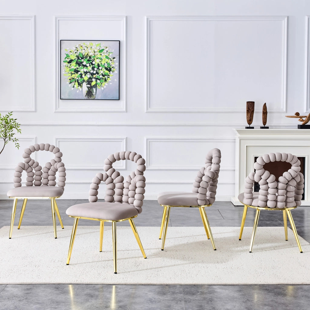 Sedie da Pranzo in Velluto Grigio con Schienale e Gambe in Metallo Dorato ¨C MINIMAL ¨C Set 2 Pezzi