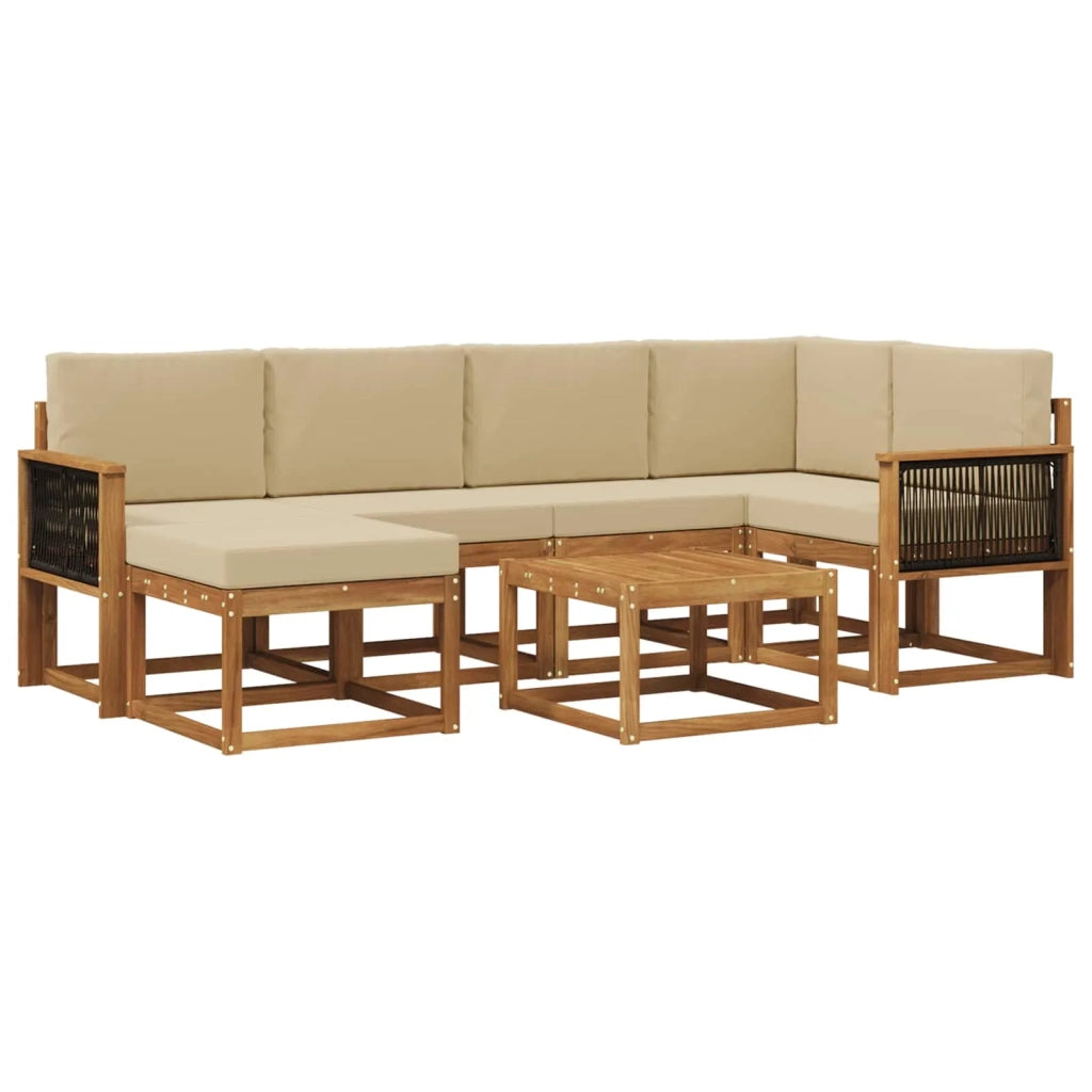 Set di divani da esterno 7 pz Naturale e Beige 3385374