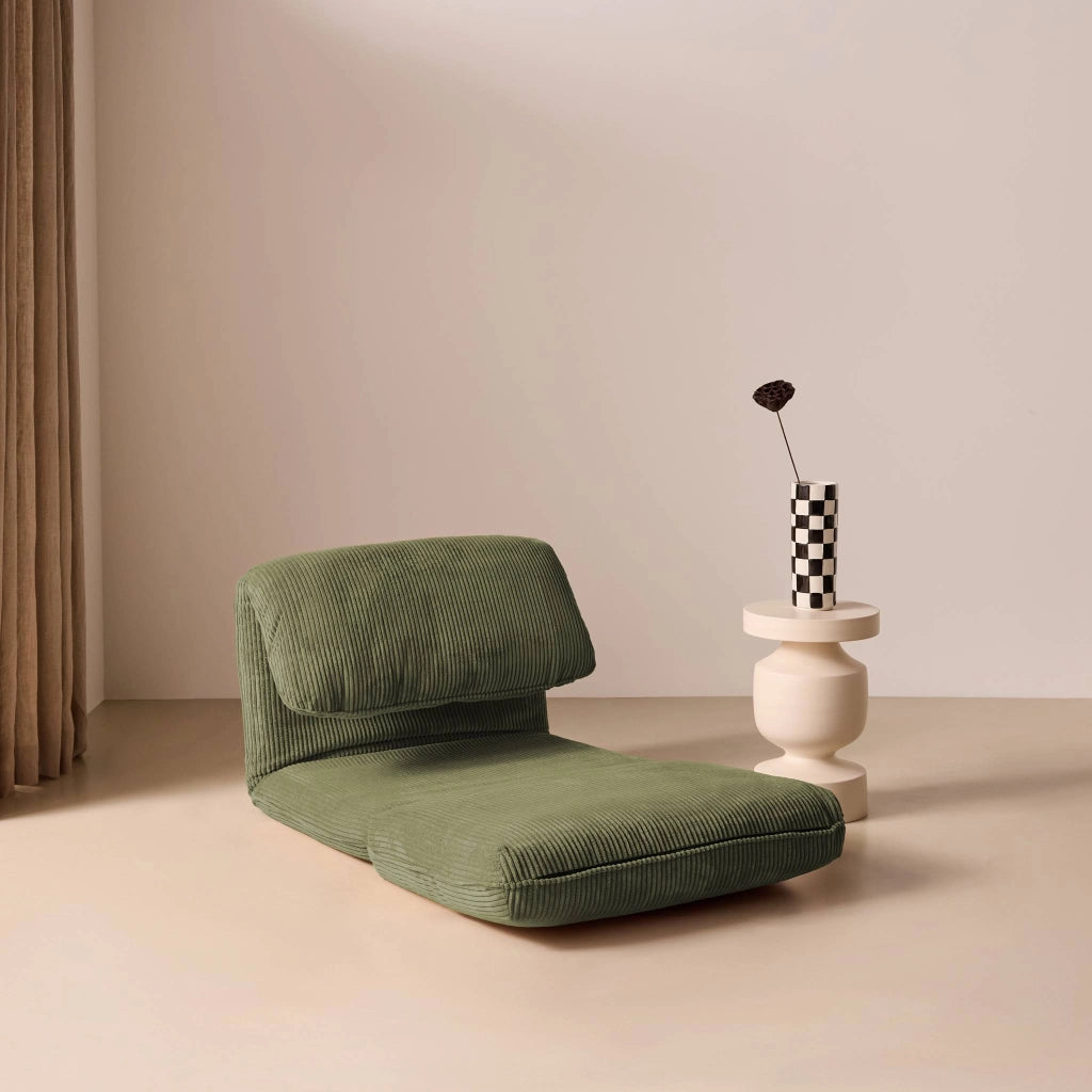 Poltrona letto convertibile velluto a coste grosse coste, verde kaki