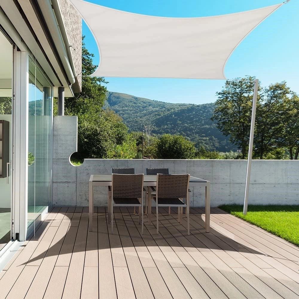 Trade Shop - Vela Tenda Rettangolare Parasole Protezione Sole Ombra Giardino 3x4 Mt Bianca 017036 -