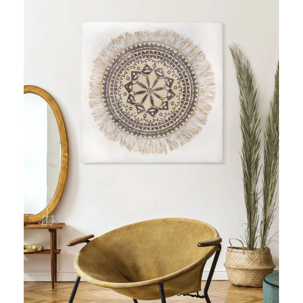 Stampa su Tela Cerchi 28, Marrone, Legno, 100x2,8x100 cm