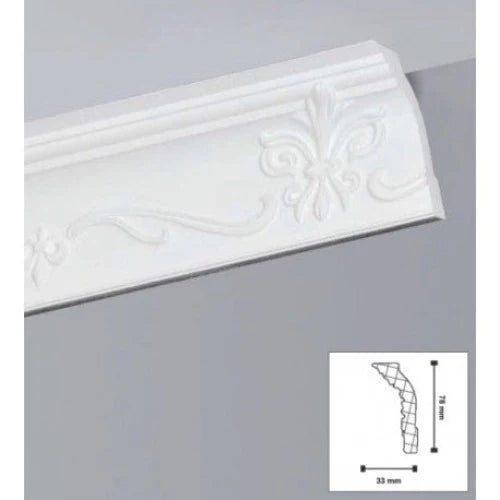 ml *** STOCK *** Pacco da 90ml di cornice decorativa in polistirene compatto XPS 78X33x2000 LD81G
