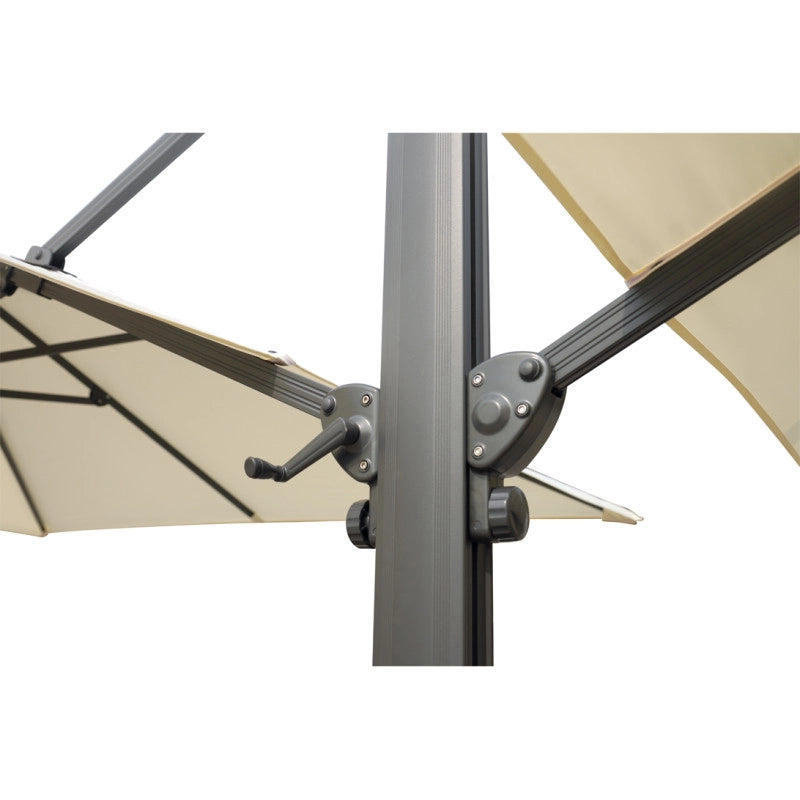 Ombrellone doppio MOIA da 3x3 mt con fusto antracite contract