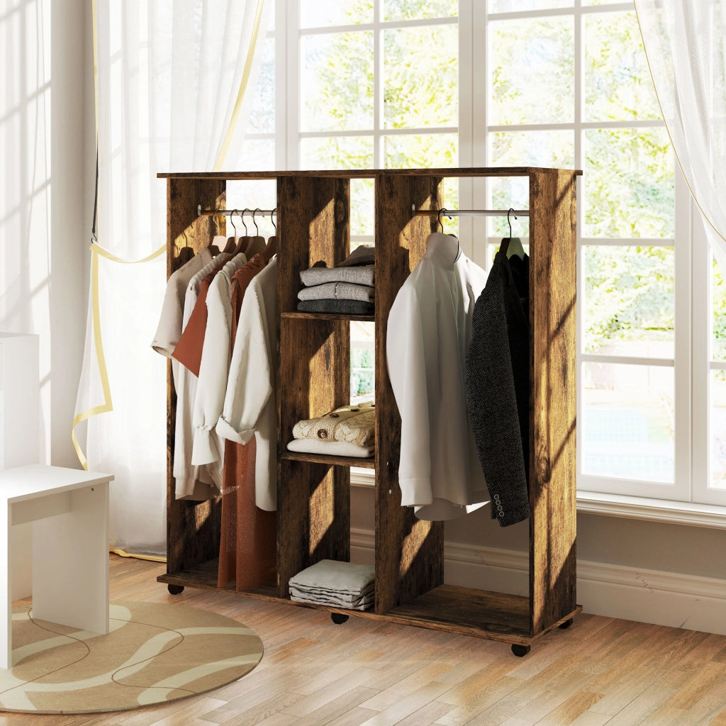 Armadio scorrevole con appendiabiti ¨C zephmum ¨C 120x40x128 cm marrone