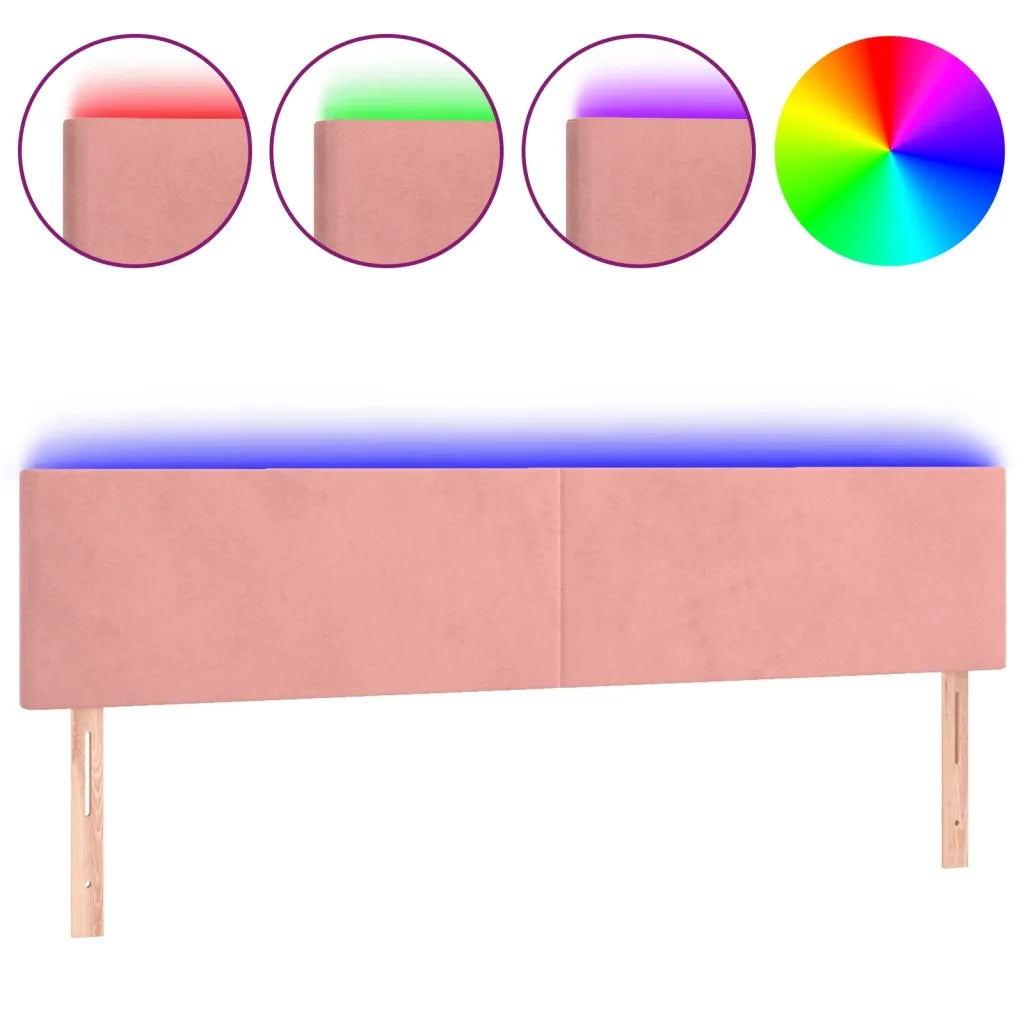 Testiera a LED Rosa 200x5x78/88 cm in Velluto cod mxl 33742