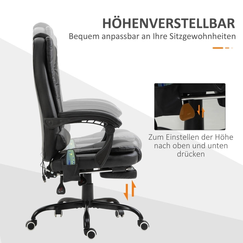 SEDIA UFFICIO MASSAGGIO 67 x 79 x 111-121 cm Similpelle Nera