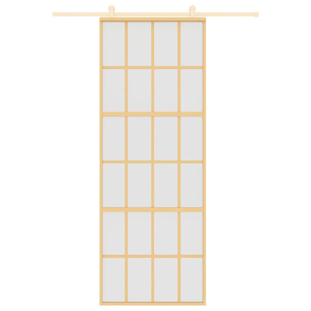 Porta Scorrevole Dorata 76x205 Vetro Smerigliato ESG Alluminio 155175