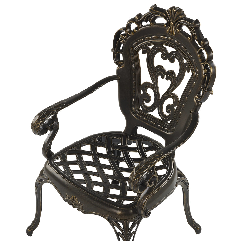 Set di 2 sedie da giardino vintage in alluminio marrone con cuscini per sedili in poliestere alluminio vintage