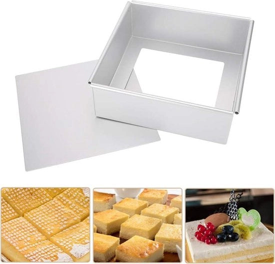 Fornello quadrato per torta mousse in alluminio anodizzato con fondo rimovibile da 22 cm