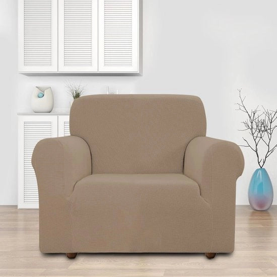 Sprea Elastica per Bancopiazza, Copricuscino per Sedia a Singolo / Bancopiazza / Sedia (Crema, 85 - 115 cm)