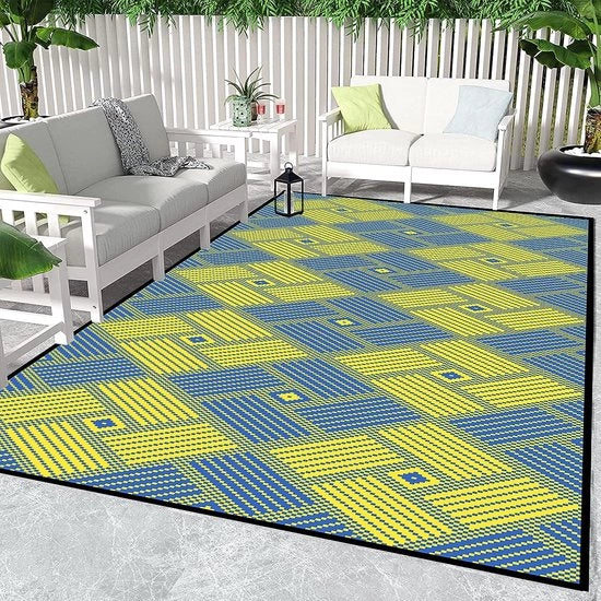 Tappeti all'aperto, 210x150cm, Copertura picnic, Tappeto di fibra sintetica, Panno di pavimento reversibile, Resistente ai raggi UV, Matrimonio per l'esterno, Tappeto riciclato per patio, giardino, balcone, spiaggia, veranda di RV, copertura esterna